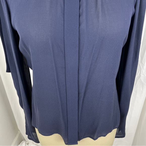 Vintage Charles Nolan New York Silk Navy Blue Blouse with Necktie // Size 10 - Picture 5 of 11